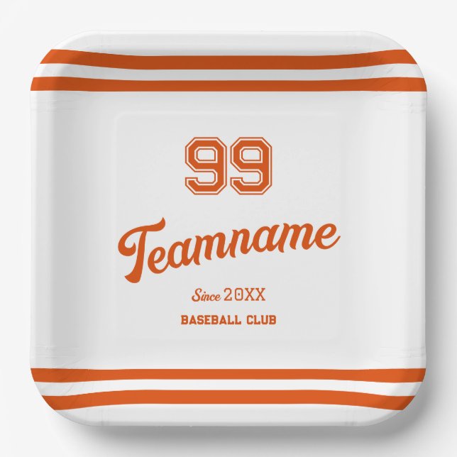 Orange Baseball Custom Player Number & TeamName Pappteller (Vorderseite)