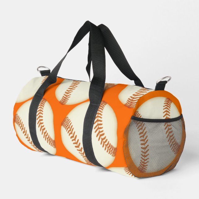 Orange Baseball Muster Schrauben Grafik Duffle Bag (Rechte Ecke)