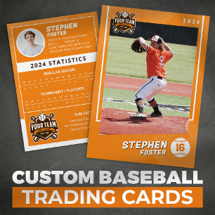 Orange Baseball-Sammelkarten Pro Baseballspieler Telefonnummerkarte