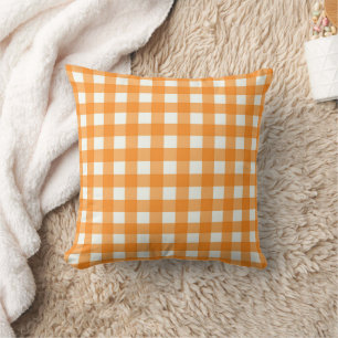Orange Basic Gingham Checkered Pattern Kissen