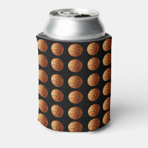 Orange Basketball auf schwarz, Dosenkühler