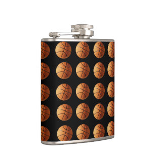 Orange Basketball auf schwarz, Vinyl Wrap Hip Flas Flachmann