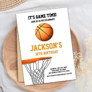 Orange Basketball Ball Invitations Anniversaire