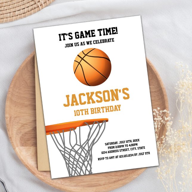 Orange Basketball Ball Invitations Anniversaire (Orange Basketball Ball Birthday Invitations)