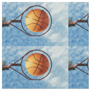Orange Basketball in einem Basketballkorb, Stoff