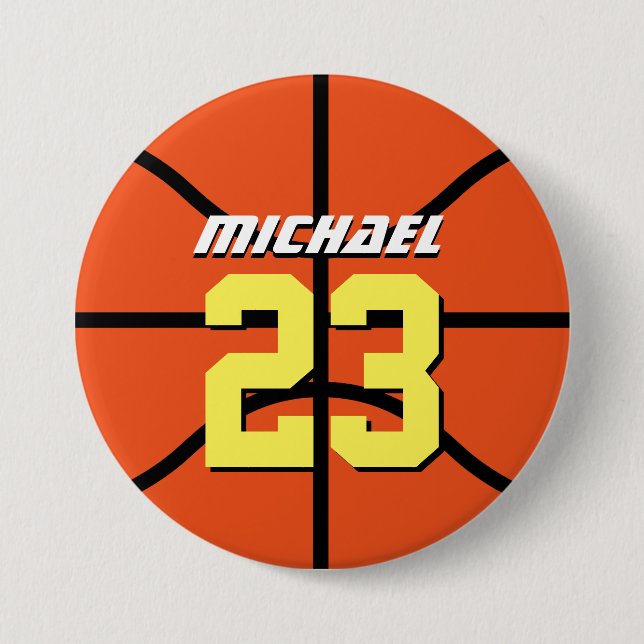 Orange Basketball Sports Team Button Pin (Vorderseite)