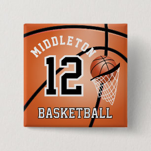 Orange Basketball 🏀 und Hoop   Schaltfläche DIY T Button