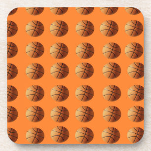 Orange Basketballs im orangefarbenen Hintergrund, Getränkeuntersetzer
