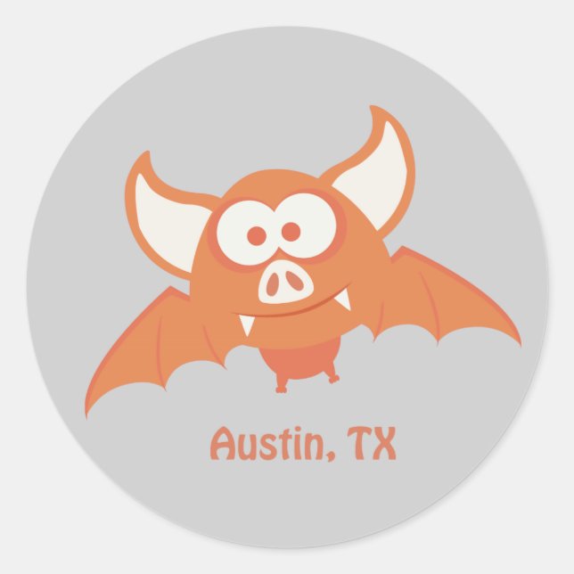 Orange Bat - Austin, TX Runder Aufkleber (Vorderseite)