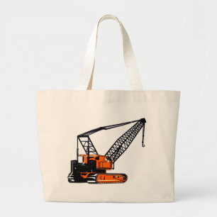 Orange Bau-Kran Jumbo Stoffbeutel