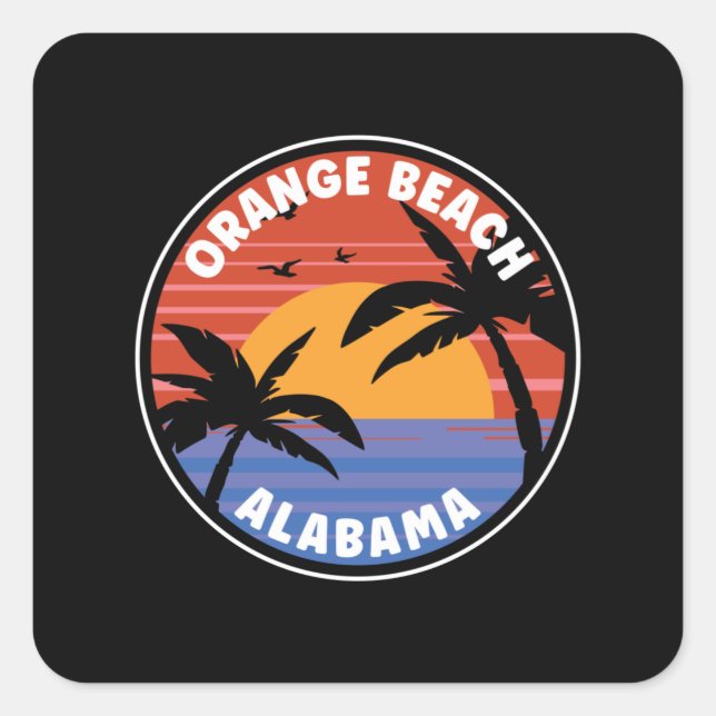 Orange Beach Alabama Sunset Paradise Quadratischer Aufkleber (Vorderseite)