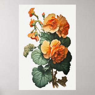 Orange Begonias Flower Art Imprimer Poster