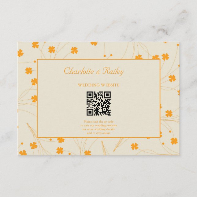 Orange Beige Retro Y2K 70er Blume Muster Begleitkarte (Vorderseite)