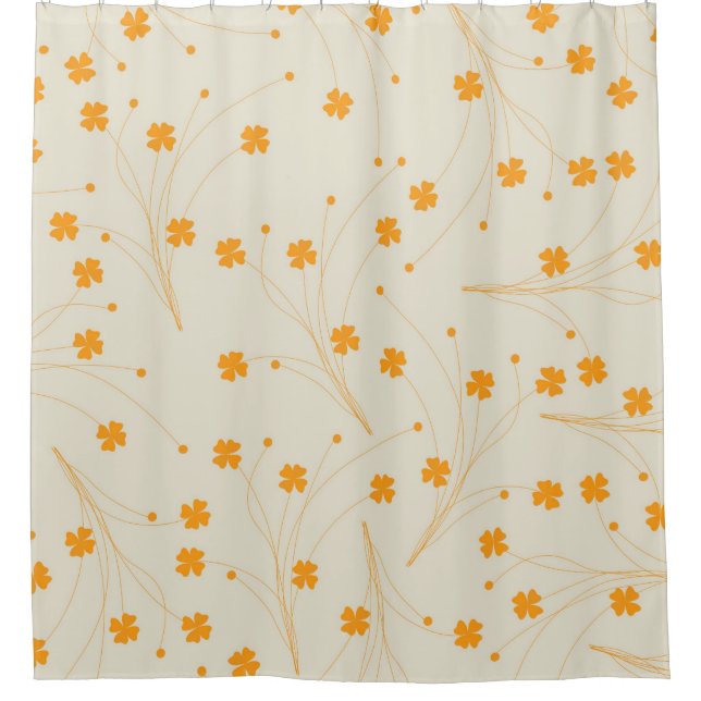 Orange Beige Retro Y2K 70er Blume Muster Duschvorhang (Vorderseite)