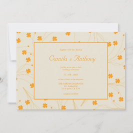 Orange Beige Retro Y2K 70er Blume Muster Einladung