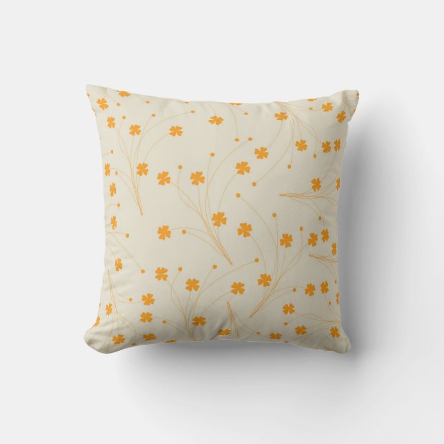 Orange Beige Retro Y2K 70er Blume Muster Kissen (Vorderseite)