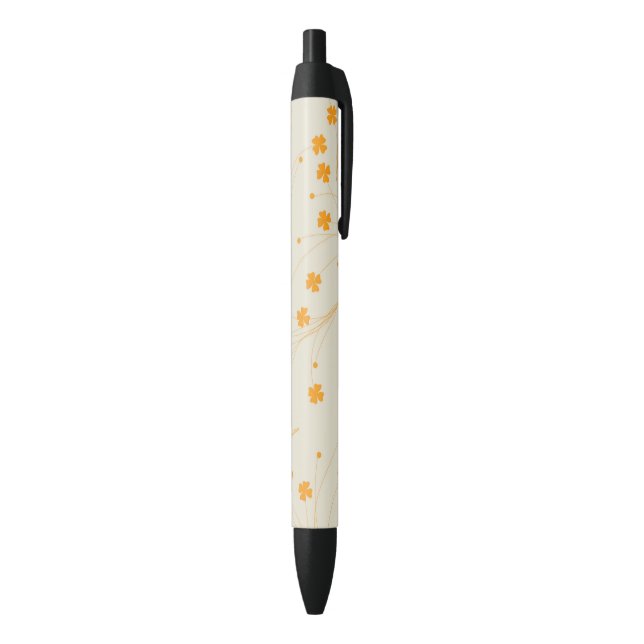 Orange Beige Retro Y2K 70er Blume Muster Kugelschreiber (Unterseite (Vertikal))