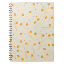 Orange Beige Retro Y2K 70er Blume Muster Notizblock