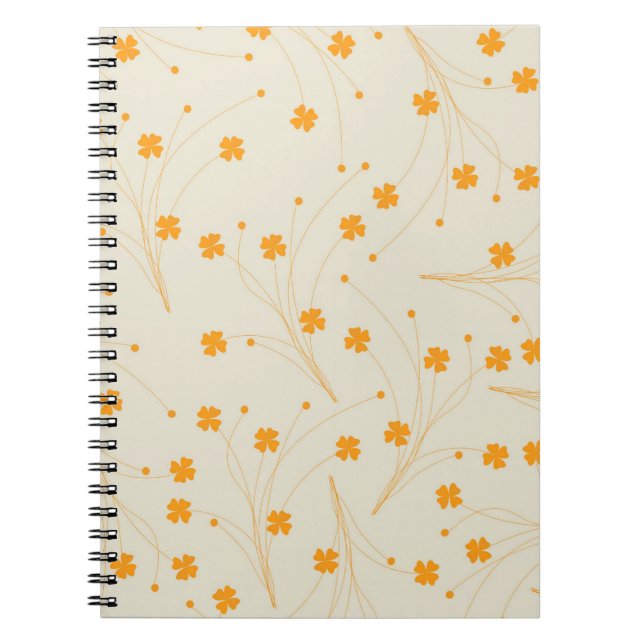 Orange Beige Retro Y2K 70er Blume Muster Notizblock (Vorderseite)