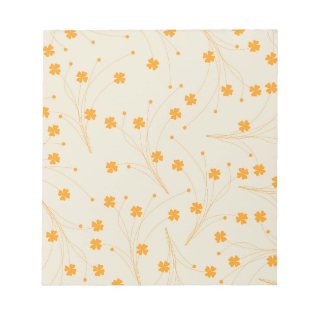 Orange Beige Retro Y2K 70er Blume Muster Notizblock (Vorderseite)