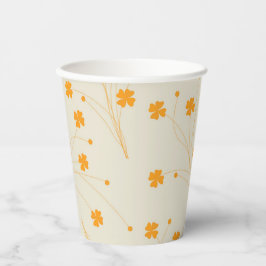 Orange Beige Retro Y2K 70er Blume Muster Pappbecher