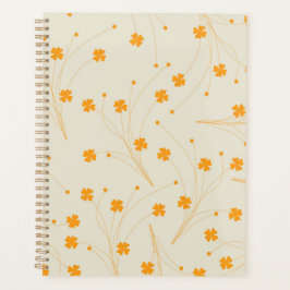 Orange Beige Retro Y2K 70er Blume Muster Planer