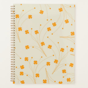 Orange Beige Retro Y2K 70er Blume Muster Planer