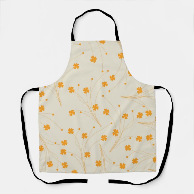 Orange Beige Retro Y2K 70er Blume Muster Schürze (Vorderseite)