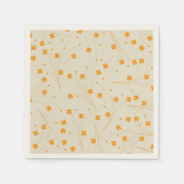 Orange Beige Retro Y2K 70er Blume Muster Serviette