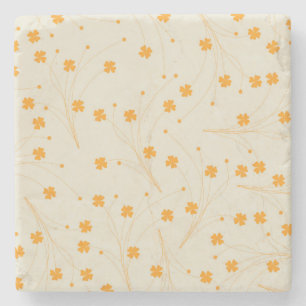 Orange Beige Retro Y2K 70er Blume Muster Steinuntersetzer