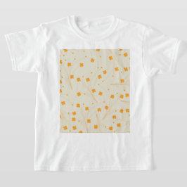 Orange Beige Retro Y2K 70er Blume Muster T-Shirt