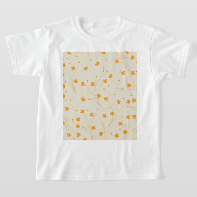 Orange Beige Retro Y2K 70er Blume Muster T-Shirt (Ablage )