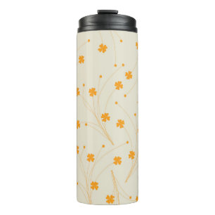 Orange Beige Retro Y2K 70er Blume Muster Thermosbecher