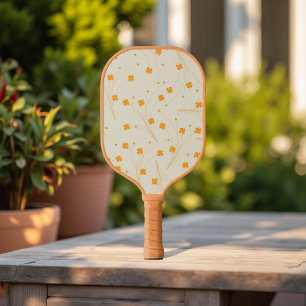 Orange Beige Retro Y2K 70er Blumenmuster Pickleball Schläger