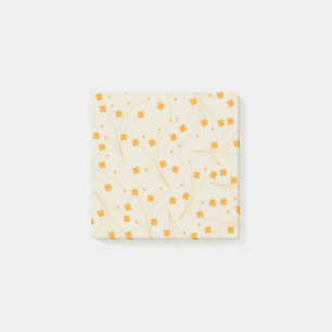 Orange Beige Retro Y2K 70er-Blumenmuster Post-it Klebezettel