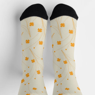 Orange Beige Retro Y2K 70er-Blumenmuster Socken