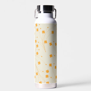 Orange Beige Retro Y2K 70er-Blumenmuster Trinkflasche