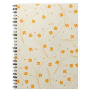 Orange Beige Retro Y2K 70er Jahre Blumenmuster Notizblock