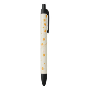 Orange Beige Retro Y2K Blumenmuster der 70er Jahre Kugelschreiber