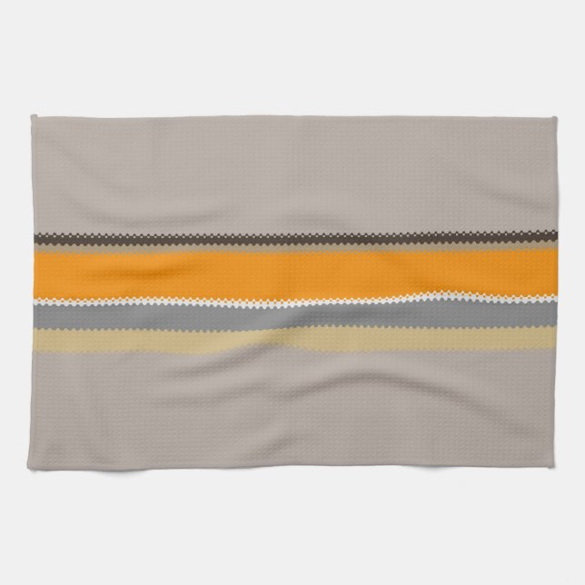 Orange Beige Streifen Geschirrtuch (Horizontal)