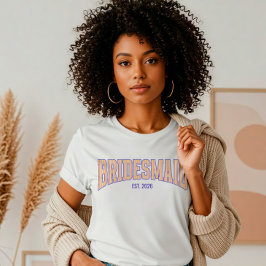 Orange + Beige Streifen Navy Brautjungfer Junggese T-Shirt