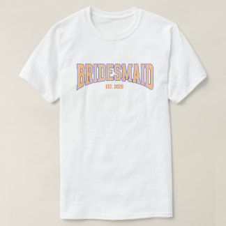 Orange + Beige Stripe Navy BRIDESMAID Bachelorette T-Shirt