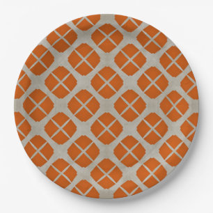 Orange, Beige, Taupe Mitte Jahrhundert Modernes Mu Pappteller