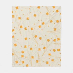 Orange Beige Tropical Floral Botanischer Sommer Fleecedecke