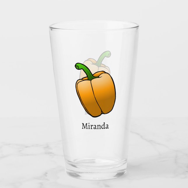Orange Bell Pepper Glas (Vorderseite)