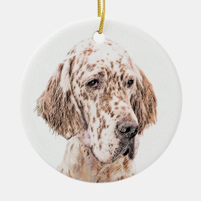 Orange Belton Painting Dog Art Keramikornament (Vorne)