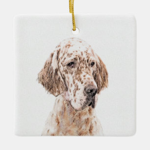 Orange Belton Painting Dog Art Keramikornament