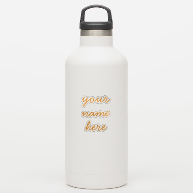 Orange Benutzerdefinierter Name Einfache Minimale  Aufkleber (Wassserflasche)