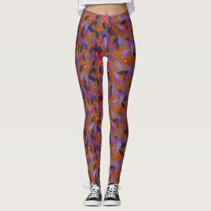 Orange Berries Lila Blätter Einfaches Blumenmuster Leggings