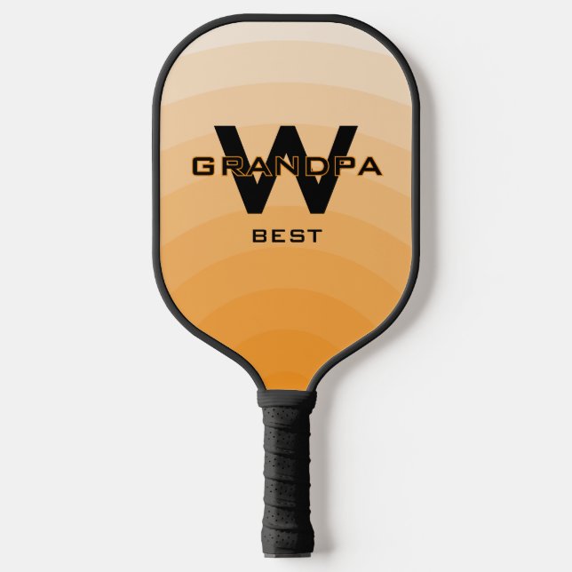 Orange Best Opa Monogrammiert Pickleball Schläger (Vorderseite)
